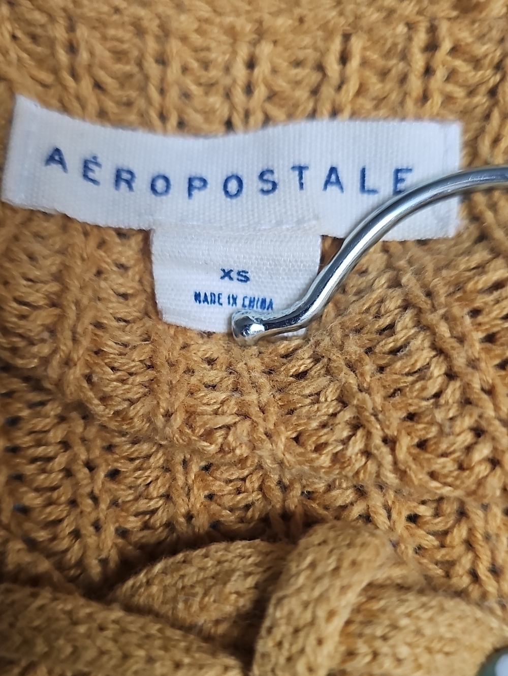 Aeropostale Mustard Lace-Up V-Neck Cropped Knit Sweater - Picture 6 of 6